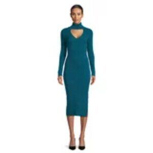 NWT BCBG Paris Halter Ribbed Midi Dress in Deep Lagoon
